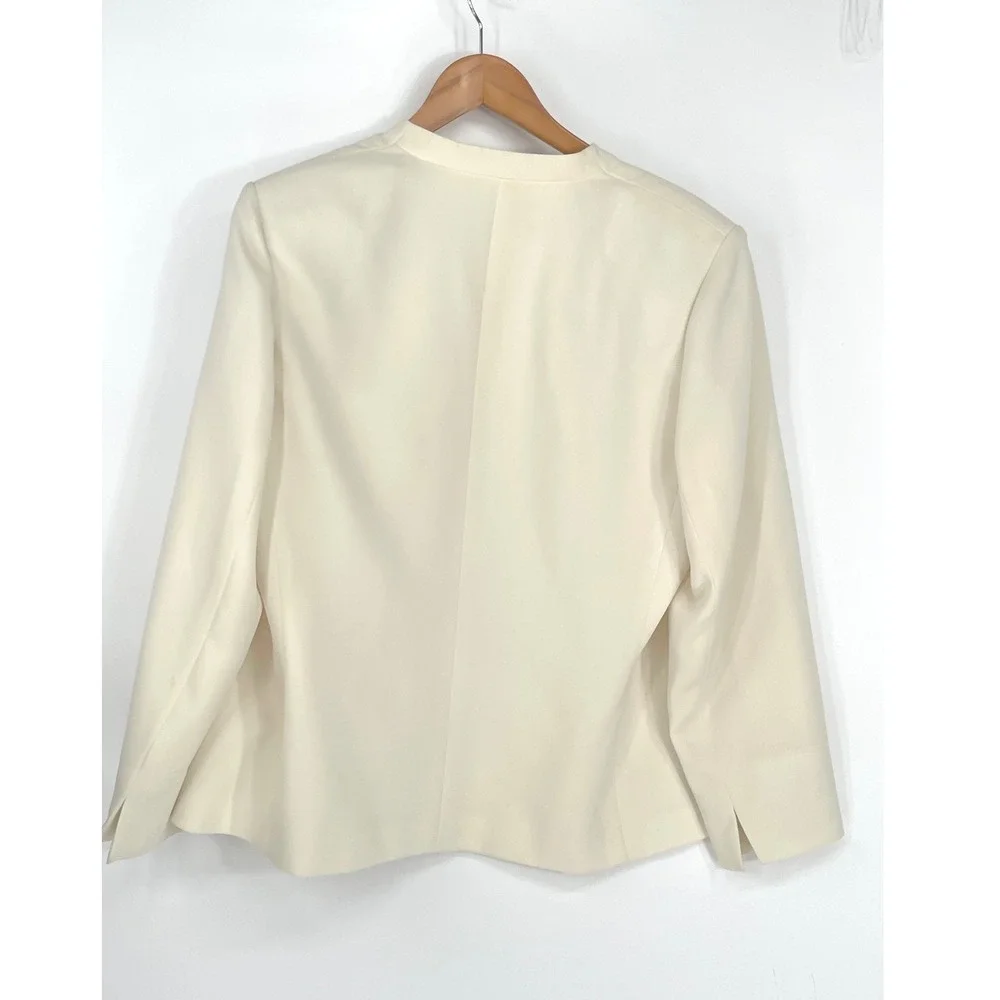Le Suit Women 2pc Blazer 18W‎ Shell 20W Set Career Cream Collarless Open Front